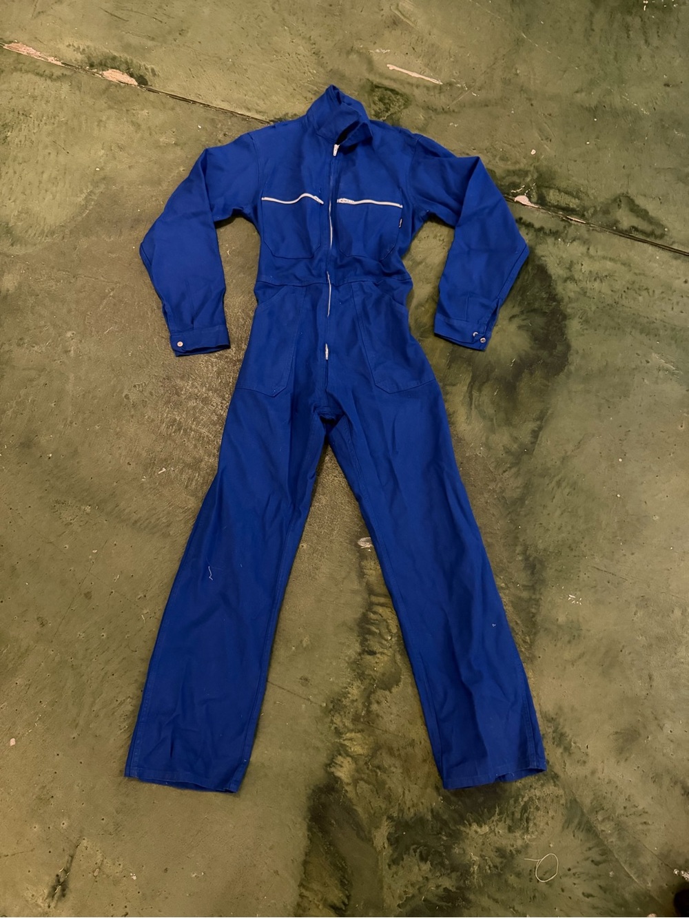 Vintage French Classic Blue Women's Coverall Jumpsuit Small